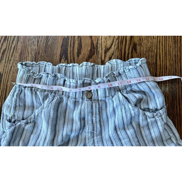 Rewind Wide Leg Stripe Blue White Stripe Linen Blend Elastic Waist Pants Size M - Picture 4 of 9